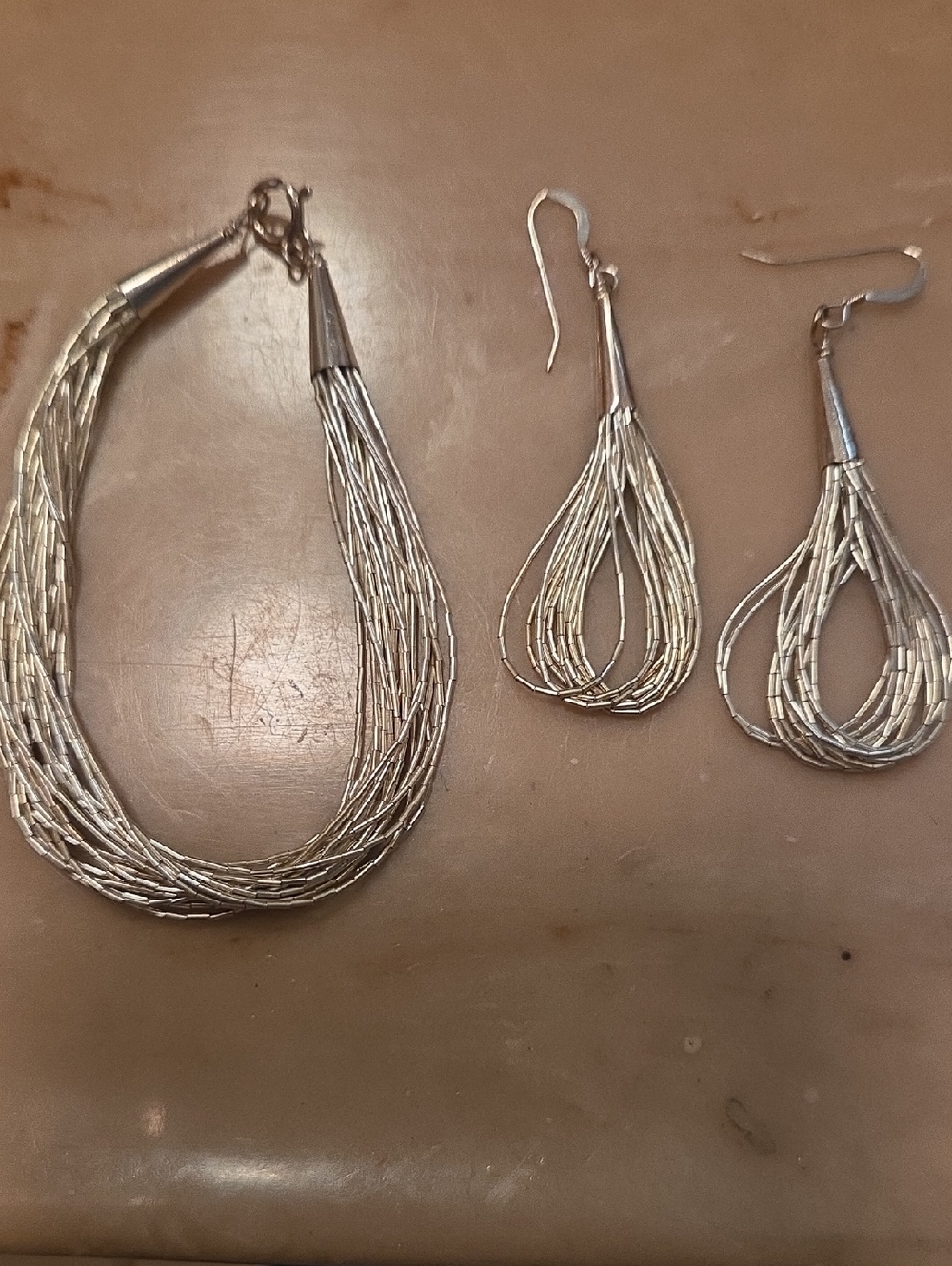 NWOT Sterling Silver Multi-Strand Teardrop Necklace & Earrings Set